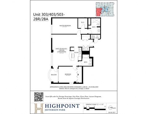 Floor plan for 2 beds, 2 baths, 1502 sqft